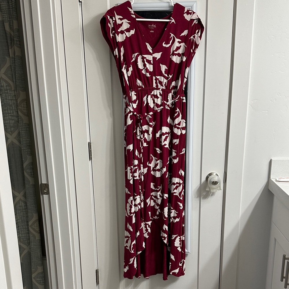 Isabel maternity Burgundy and White Maxi Dress